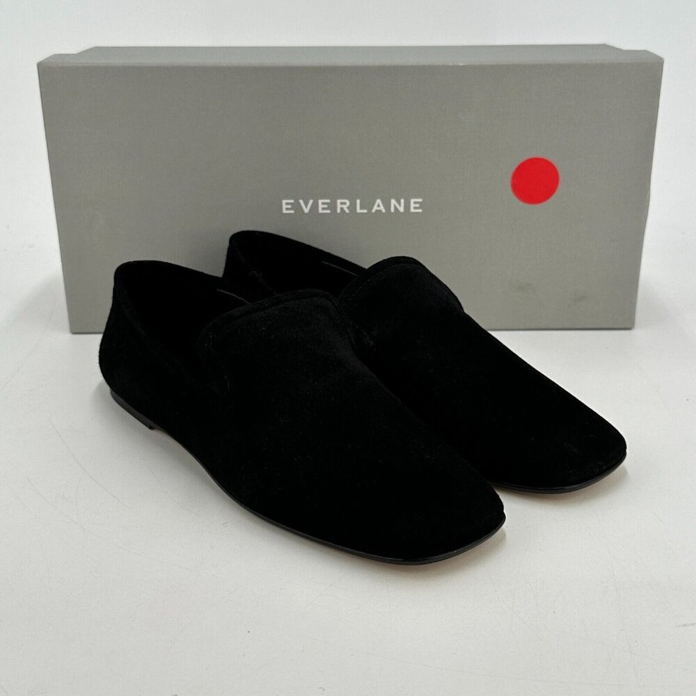 Everlane Italian Leather Day Loafer in BLACK SUEDE size 7 Women's Slip-on Flat